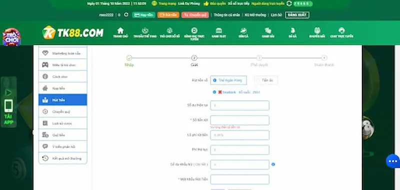 Điều kiện để có thể nạp tiền Tk88